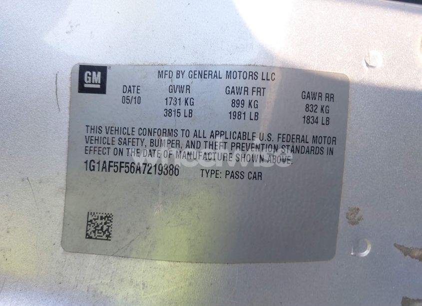 Photo 9 of 2010 Chevrolet Cobalt LT (VIN 1G1AF5F56A7219386)