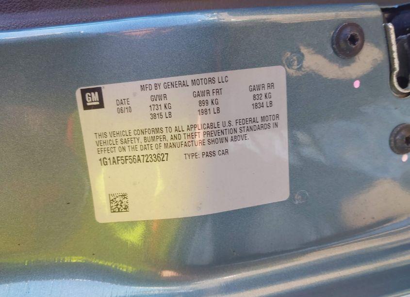 Photo 9 of 2010 Chevrolet Cobalt LT (VIN 1G1AF5F56A7233627)