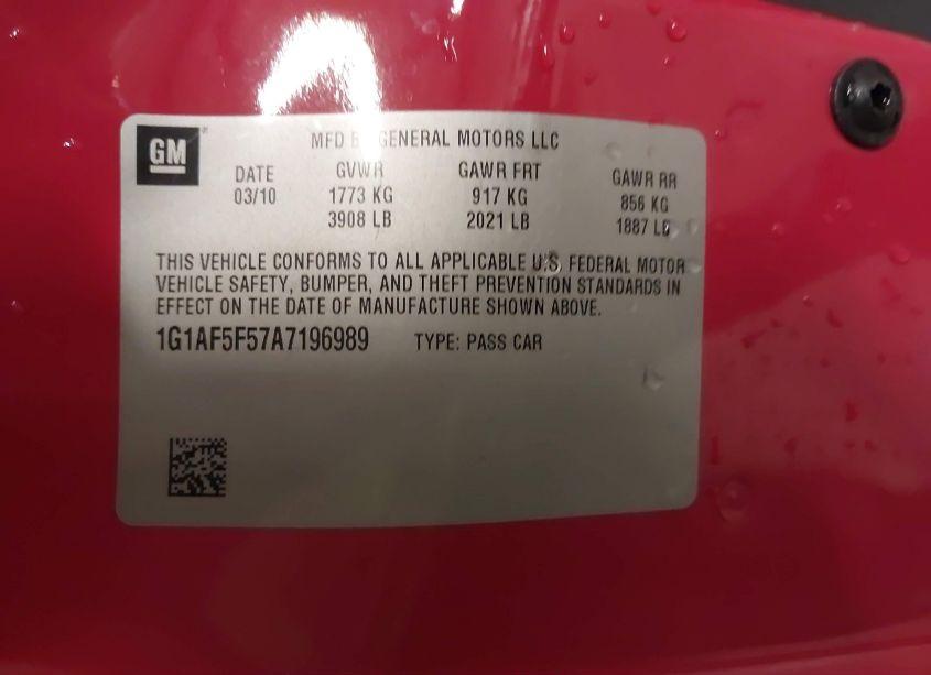 Photo 9 of 2010 Chevrolet Cobalt LT (VIN 1G1AF5F57A7196989)