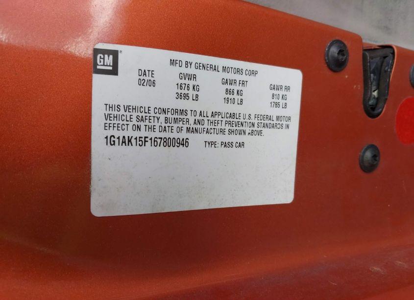 Photo 9 of 2006 Chevrolet Cobalt LS (VIN 1G1AK15F167800946)