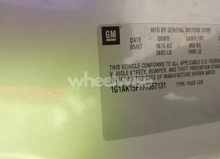 Photo 9 of 2007 Chevrolet Cobalt LS (VIN 1G1AK15F177367131)