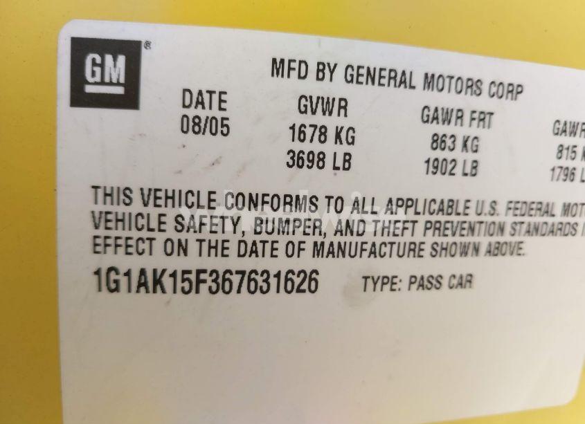 Photo 9 of 2006 Chevrolet Cobalt LS (VIN 1G1AK15F367631626)