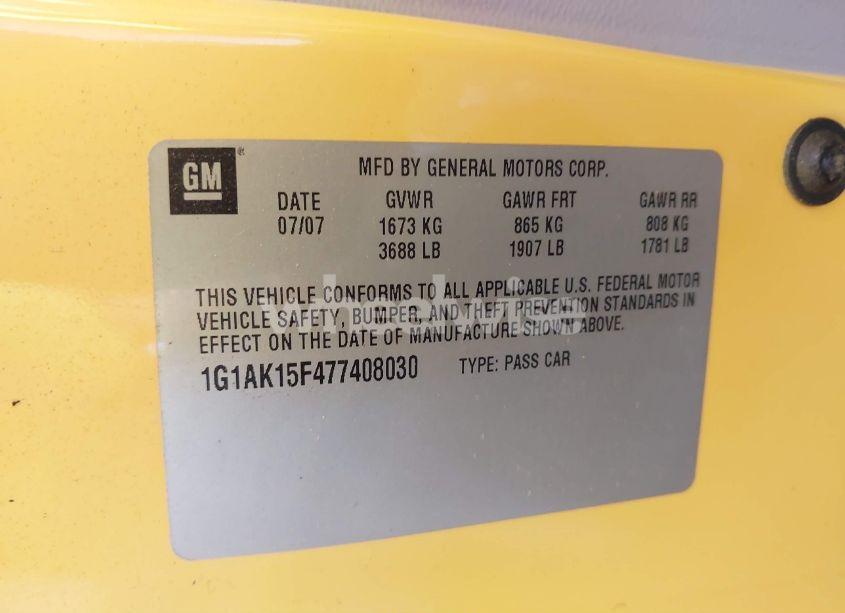 Photo 9 of 2007 Chevrolet Cobalt LS (VIN 1G1AK15F477408030)