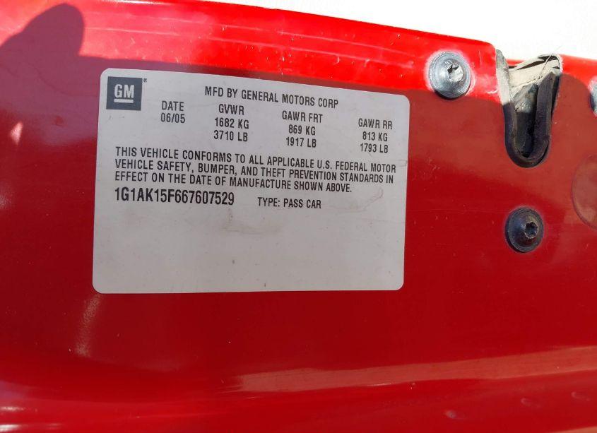 Photo 9 of 2006 Chevrolet Cobalt LS (VIN 1G1AK15F667607529)