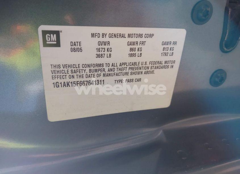 Photo 9 of 2006 Chevrolet Cobalt LS (VIN 1G1AK15F667641311)