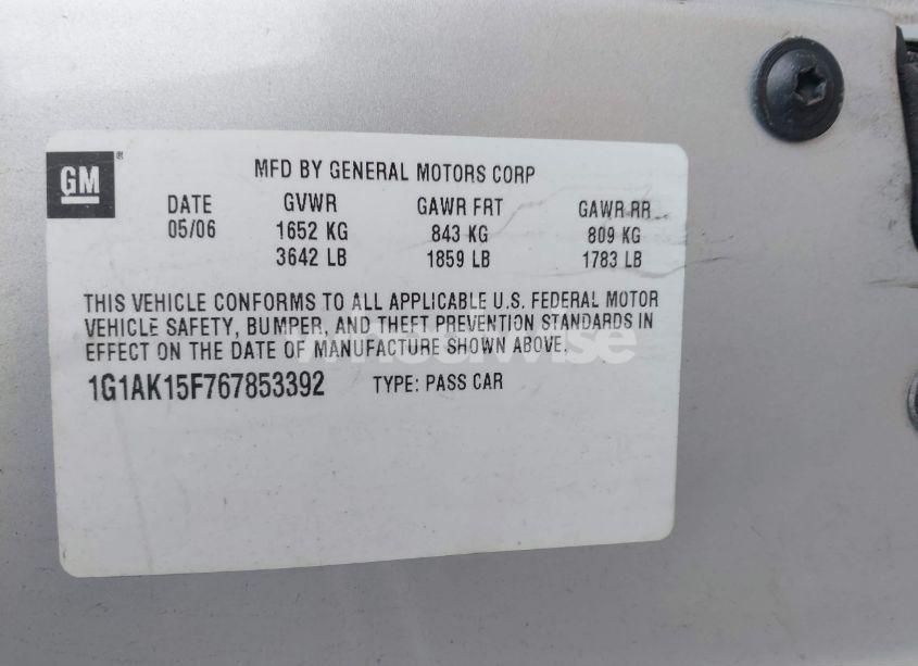 Photo 9 of 2006 Chevrolet Cobalt LS (VIN 1G1AK15F767853392)