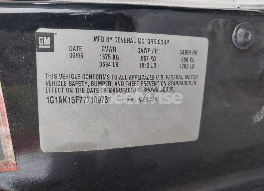 Photo 9 of 2007 Chevrolet Cobalt LS (VIN 1G1AK15F777109731)