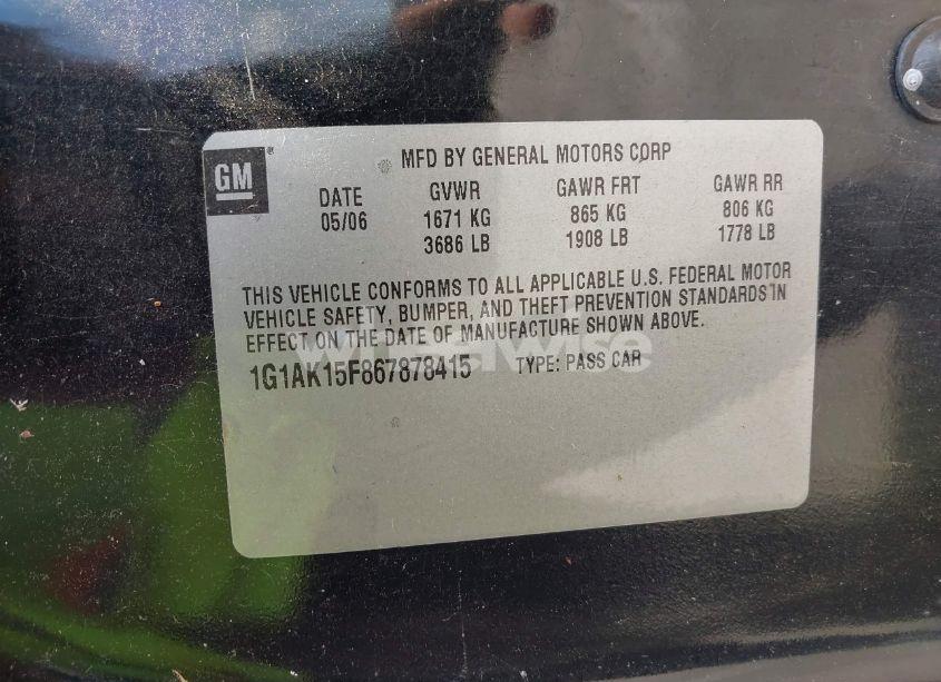 Photo 9 of 2006 Chevrolet Cobalt LS (VIN 1G1AK15F867878415)