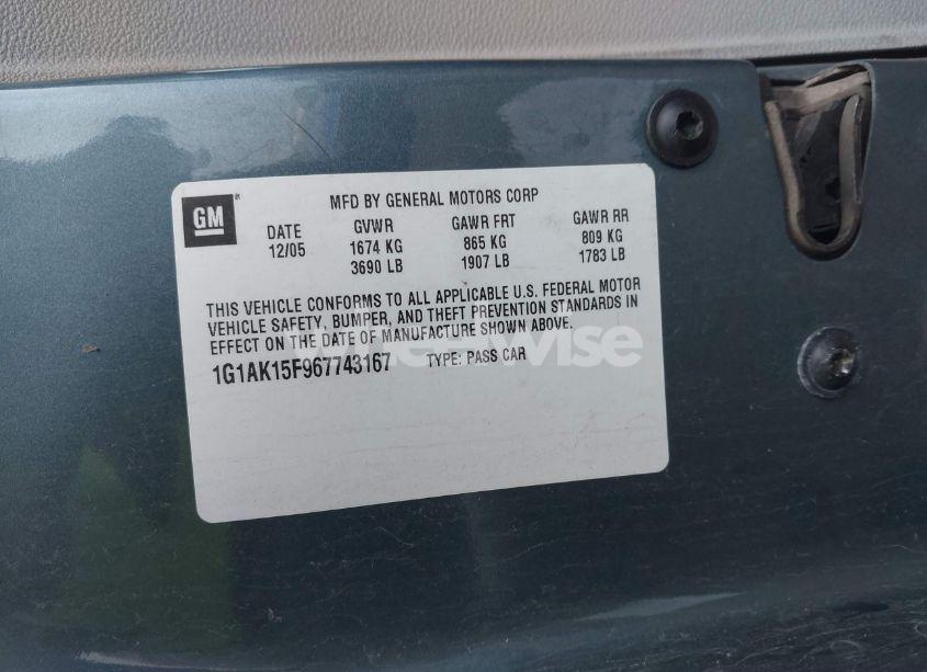 Photo 9 of 2006 Chevrolet Cobalt LS (VIN 1G1AK15F967743167)