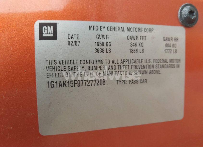 Photo 9 of 2007 Chevrolet Cobalt LS (VIN 1G1AK15F977277208)