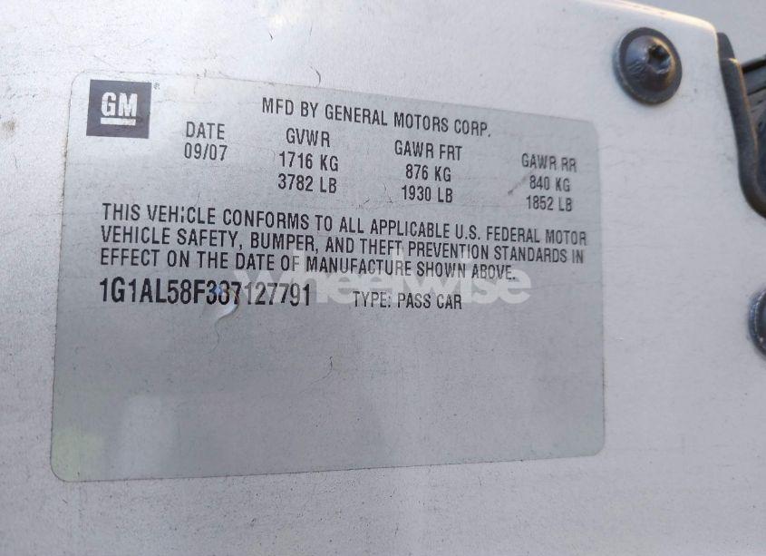 Photo 9 of 2008 Chevrolet Cobalt LS (VIN 1G1AK18F087115741)