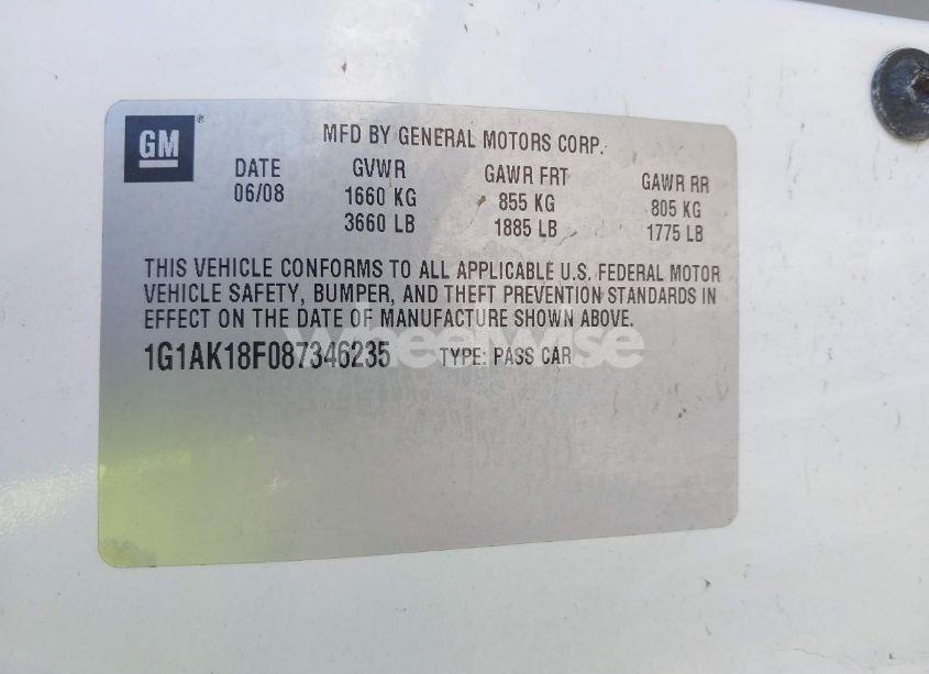 Photo 9 of 2008 Chevrolet Cobalt LS (VIN 1G1AK18F087346235)