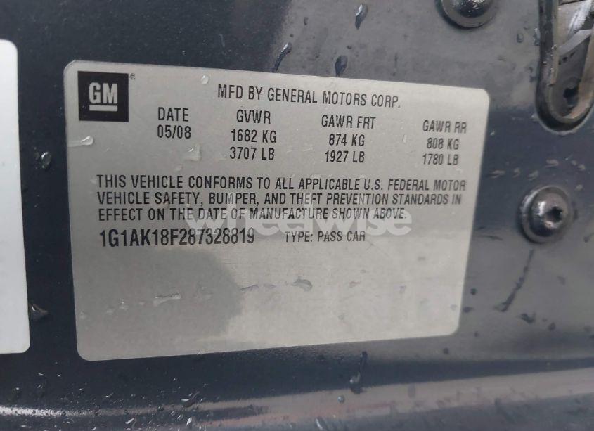 Photo 9 of 2008 Chevrolet Cobalt LS (VIN 1G1AK18F287328819)