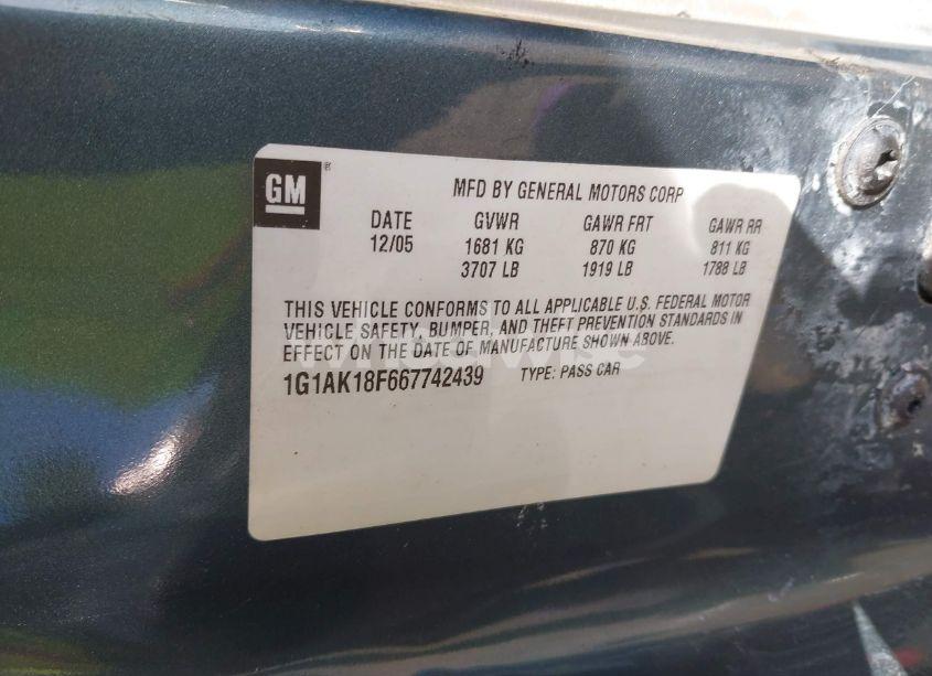 Photo 9 of 2006 Chevrolet Cobalt LS (VIN 1G1AK18F667742439)