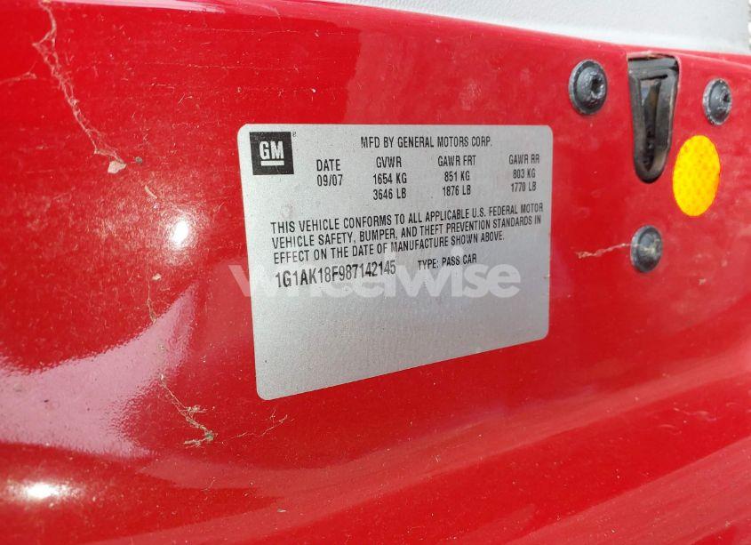 Photo 9 of 2008 Chevrolet Cobalt LS (VIN 1G1AK18F987142145)