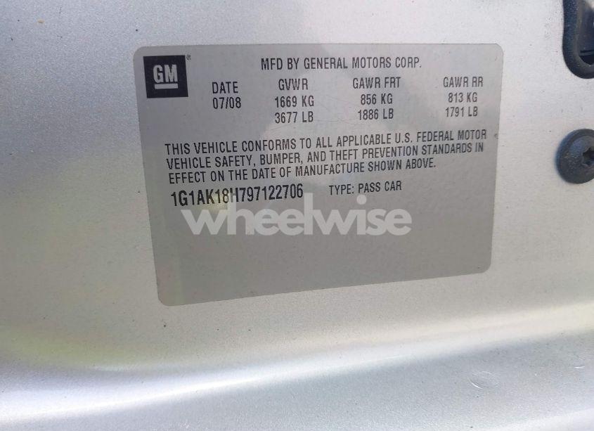 Photo 9 of 2009 Chevrolet Cobalt LS (VIN 1G1AK18H797122706)