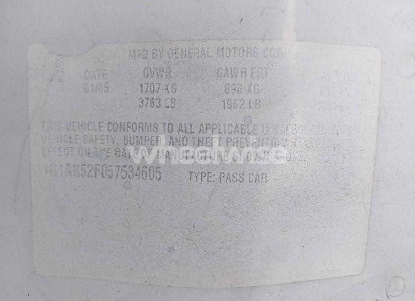 Photo 9 of 2005 Chevrolet Cobalt (VIN 1G1AK52F057534605)