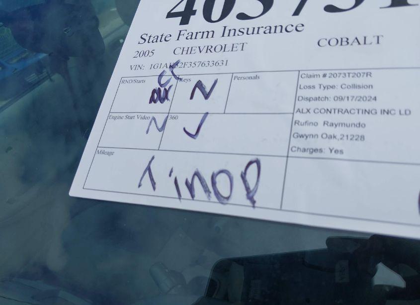 Photo 7 of 2005 Chevrolet Cobalt (VIN 1G1AK52F357633631)