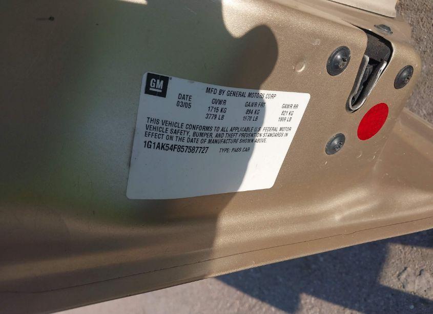 Photo 9 of 2005 Chevrolet Cobalt (VIN 1G1AK54F857587727)