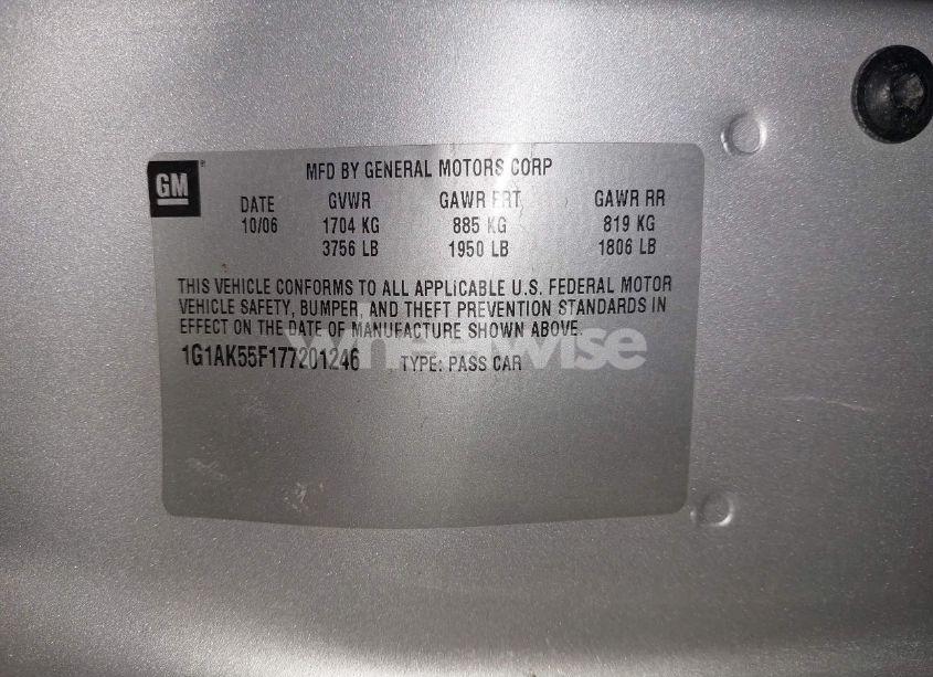 Photo 9 of 2007 Chevrolet Cobalt LS (VIN 1G1AK55F177201246)