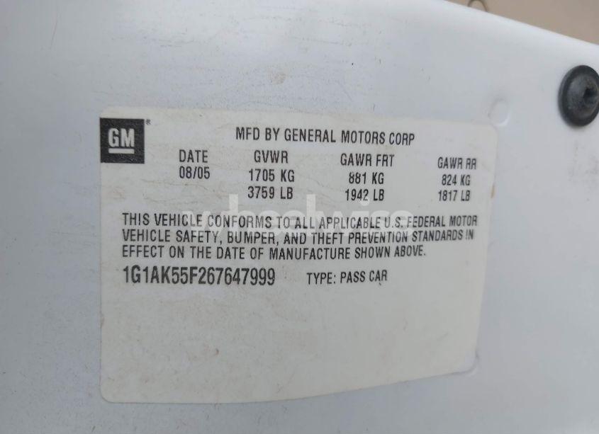 Photo 9 of 2006 Chevrolet Cobalt LS (VIN 1G1AK55F267647999)