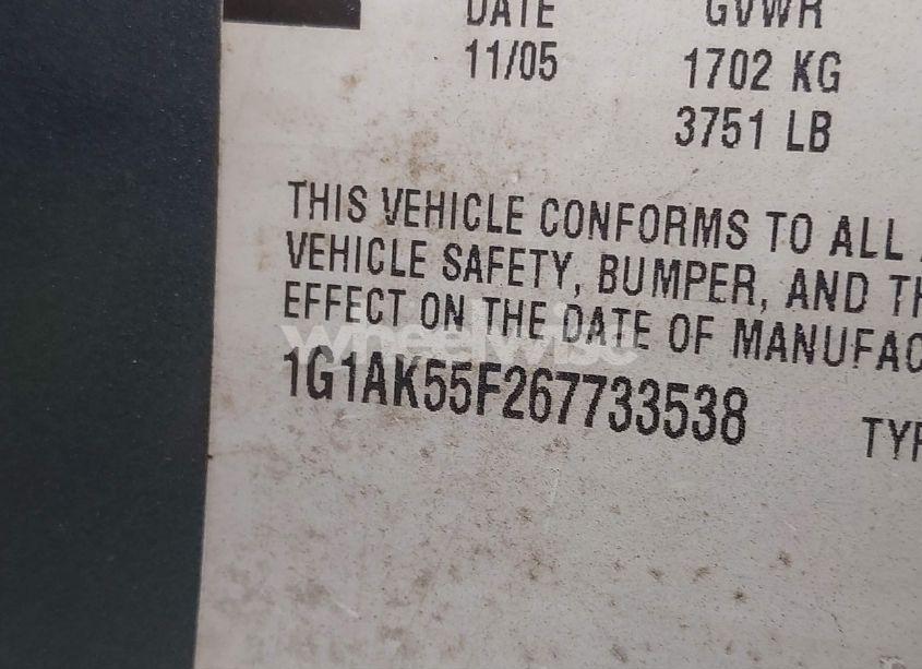 Photo 9 of 2006 Chevrolet Cobalt LS (VIN 1G1AK55F267733538)