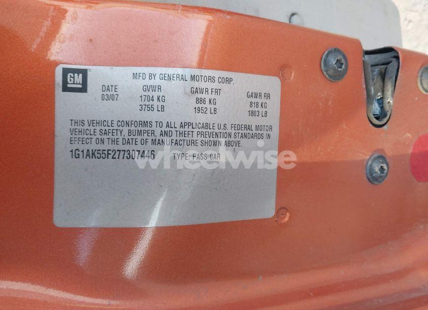 Photo 9 of 2007 Chevrolet Cobalt (VIN 1G1AK55F277307446)