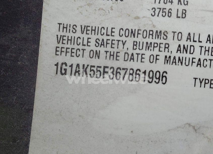 Photo 9 of 2006 Chevrolet Cobalt LS (VIN 1G1AK55F367861996)