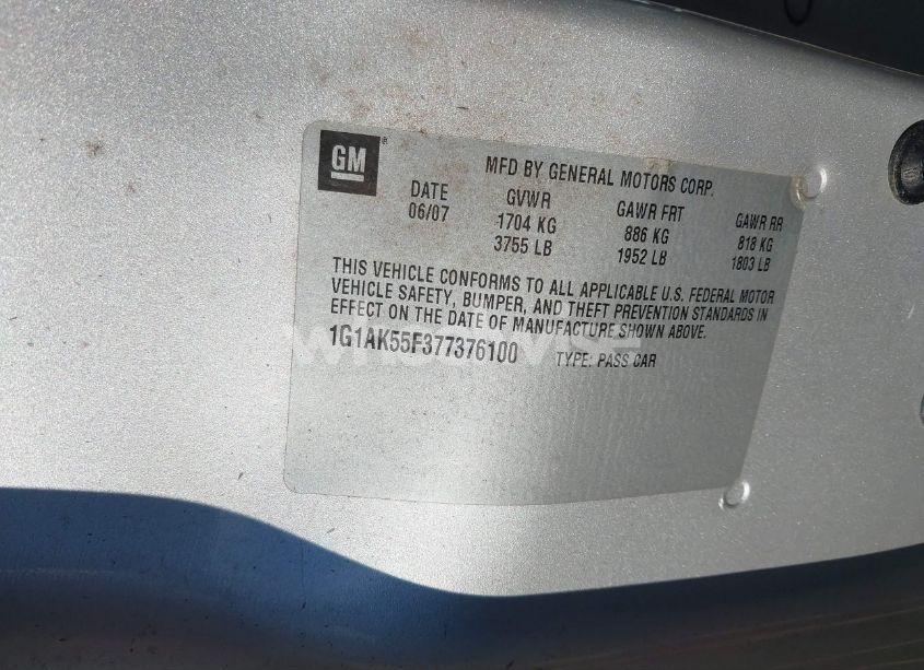 Photo 9 of 2007 Chevrolet Cobalt LS (VIN 1G1AK55F377376100)