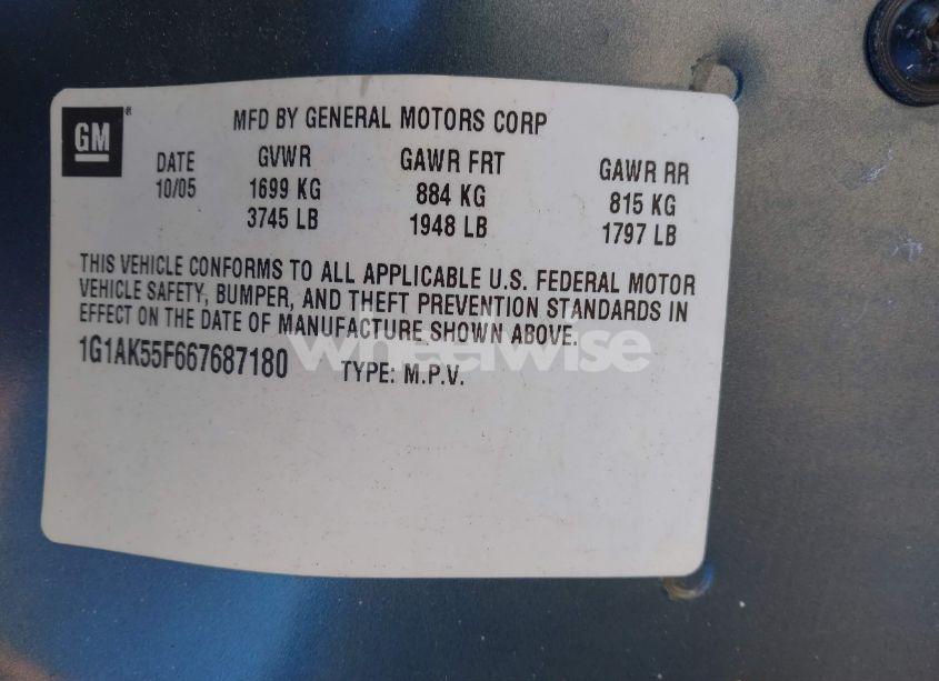 Photo 9 of 2006 Chevrolet Cobalt LS (VIN 1G1AK55F667687180)