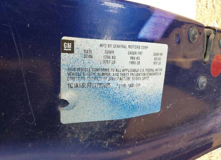 Photo 9 of 2006 Chevrolet Cobalt LS (VIN 1G1AK55F767790995)