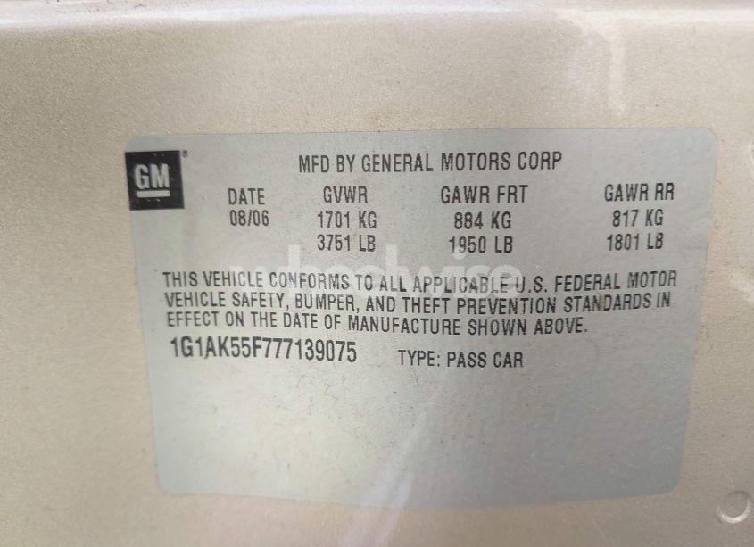 Photo 9 of 2007 Chevrolet Cobalt LS (VIN 1G1AK55F777139075)