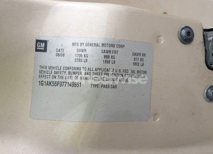 Photo 9 of 2007 Chevrolet Cobalt LS (VIN 1G1AK55F977149851)