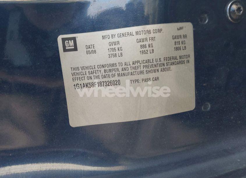 Photo 9 of 2008 Chevrolet Cobalt LS (VIN 1G1AK58F187326020)