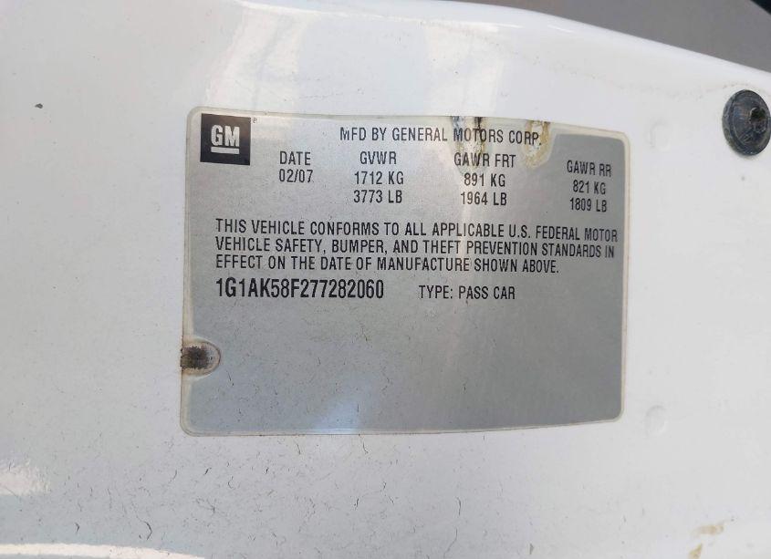 Photo 9 of 2007 Chevrolet Cobalt LS (VIN 1G1AK58F277282060)