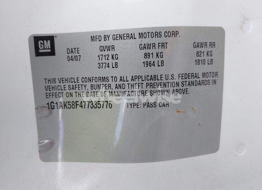 Photo 9 of 2007 Chevrolet Cobalt LS (VIN 1G1AK58F477335776)