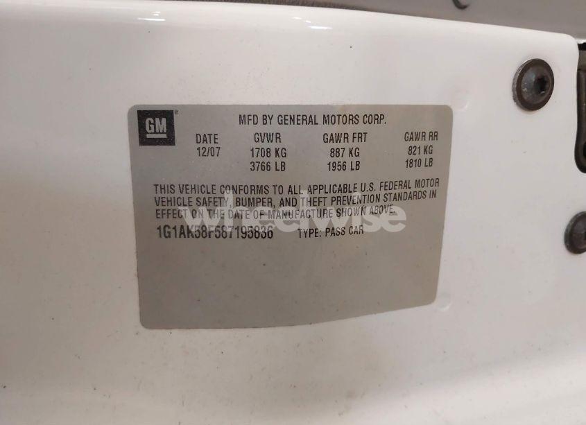 Photo 9 of 2008 Chevrolet Cobalt LS (VIN 1G1AK58F587195836)