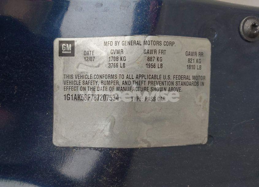 Photo 9 of 2008 Chevrolet Cobalt LS (VIN 1G1AK58F787207534)