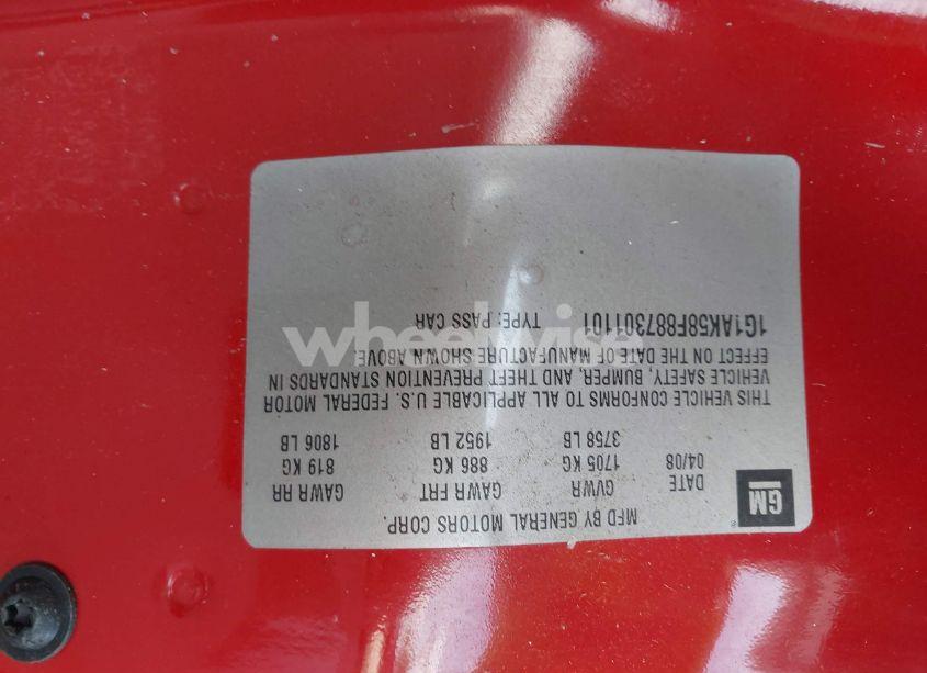 Photo 9 of 2008 Chevrolet Cobalt LS (VIN 1G1AK58F887301101)