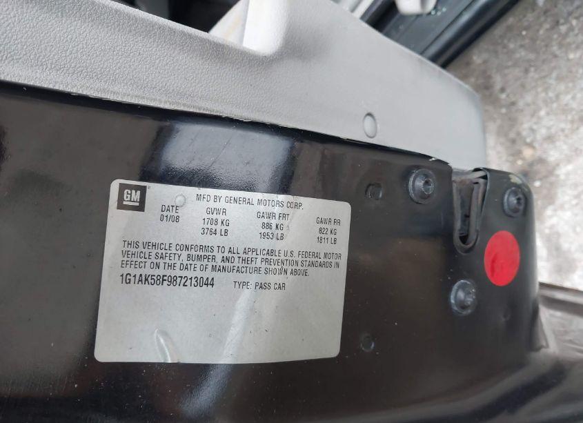 Photo 9 of 2008 Chevrolet Cobalt LS (VIN 1G1AK58F987213044)