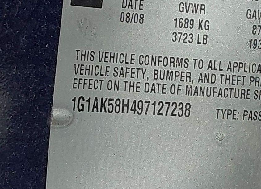 Photo 9 of 2009 Chevrolet Cobalt LS (VIN 1G1AK58H497127238)
