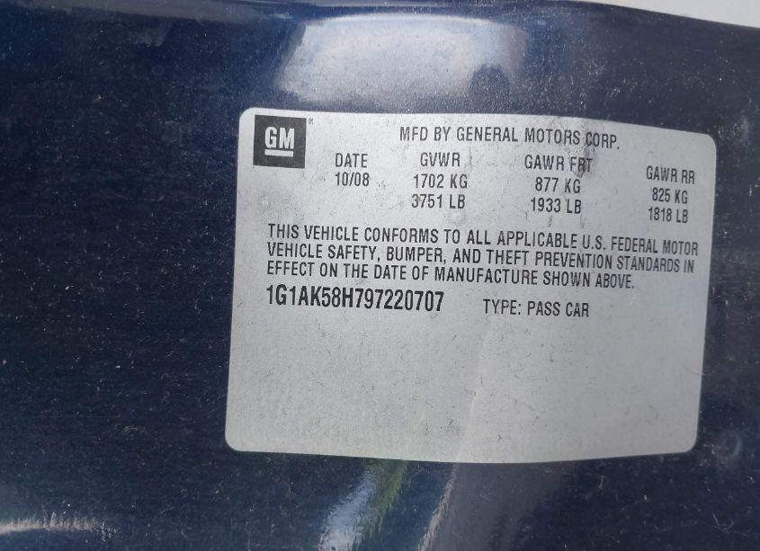 Photo 9 of 2009 Chevrolet Cobalt LS (VIN 1G1AK58H797220707)