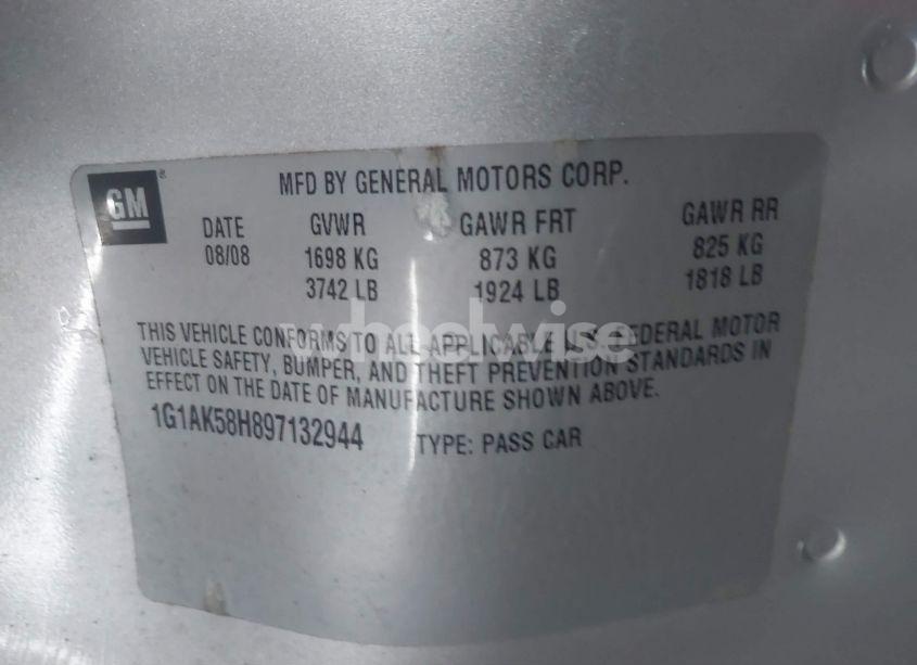 Photo 9 of 2009 Chevrolet Cobalt LS (VIN 1G1AK58H897132944)