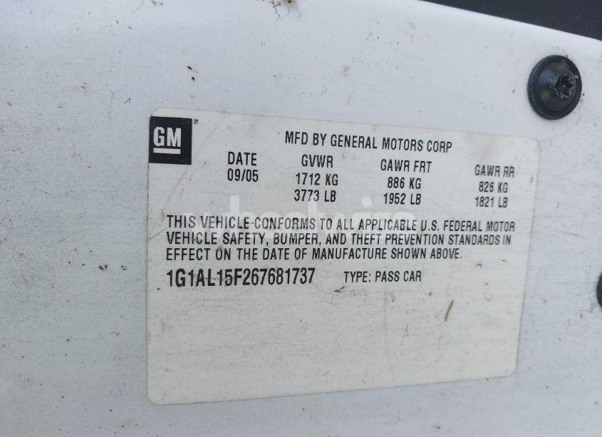 Photo 9 of 2006 Chevrolet Cobalt LT (VIN 1G1AL15F267681737)