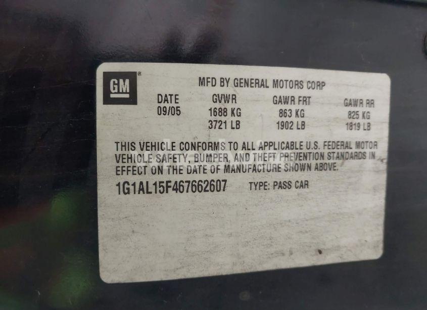 Photo 9 of 2006 Chevrolet Cobalt LT (VIN 1G1AL15F467662607)