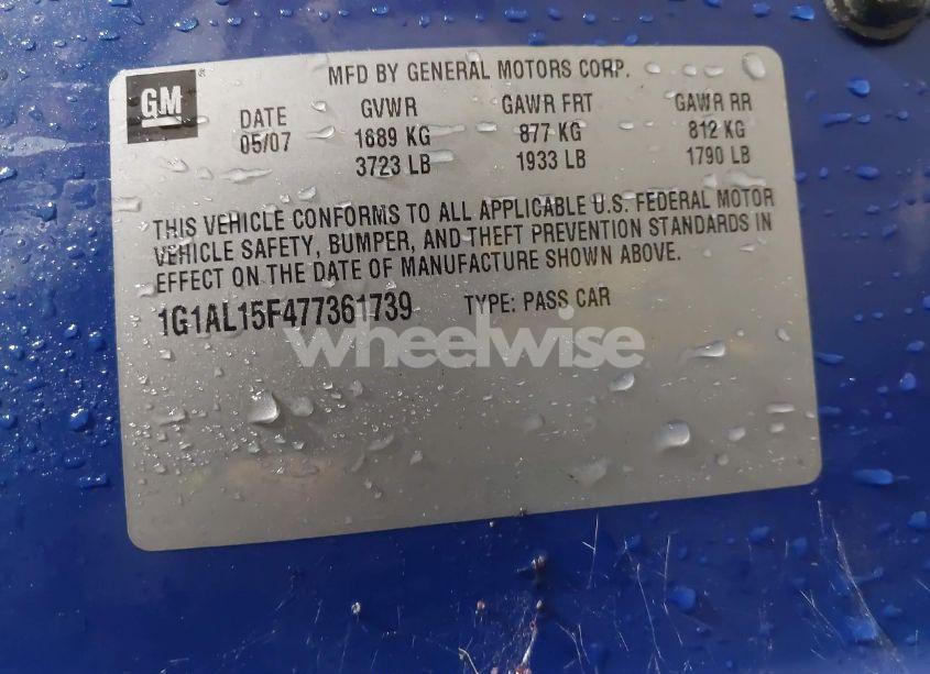 Photo 9 of 2007 Chevrolet Cobalt LT (VIN 1G1AL15F477361739)