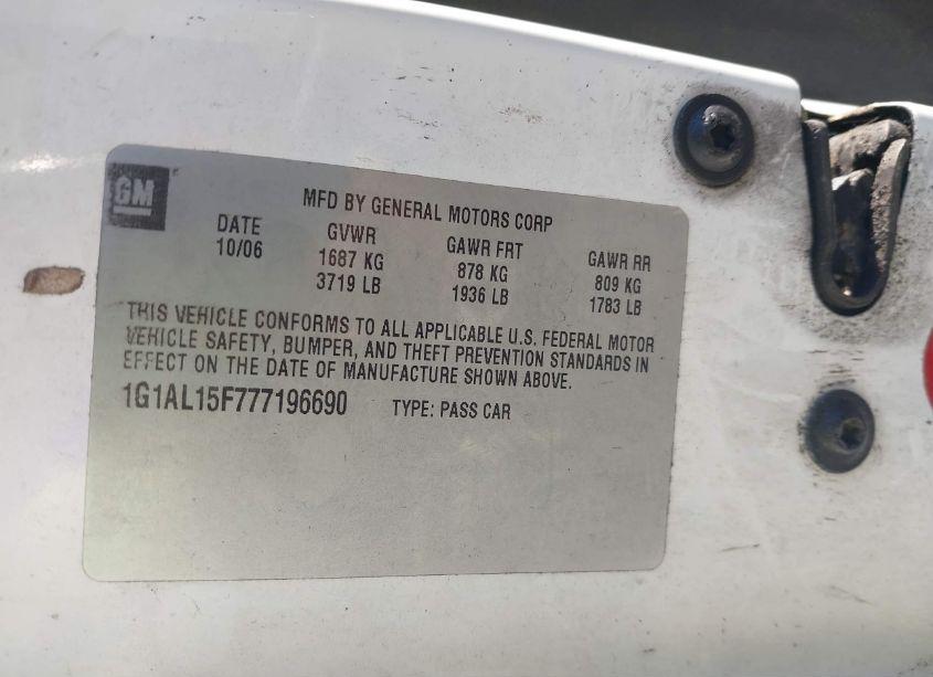 Photo 9 of 2007 Chevrolet Cobalt LT (VIN 1G1AL15F777196690)