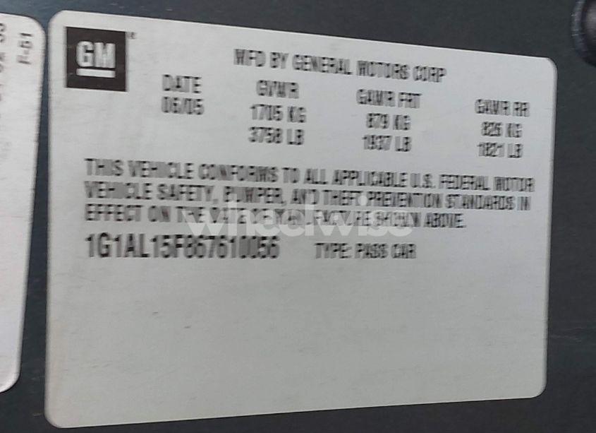 Photo 9 of 2006 Chevrolet Cobalt LT (VIN 1G1AL15F867610056)