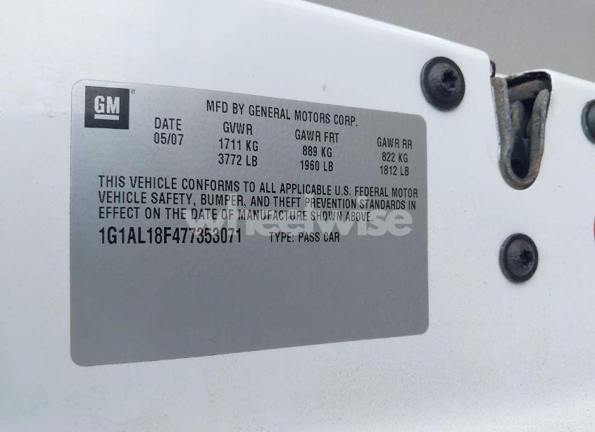 Photo 9 of 2007 Chevrolet Cobalt LT (VIN 1G1AL18F477353071)