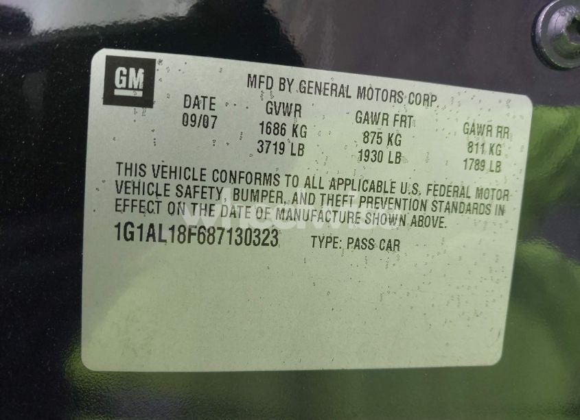 Photo 9 of 2008 Chevrolet Cobalt LT (VIN 1G1AL18F687130323)